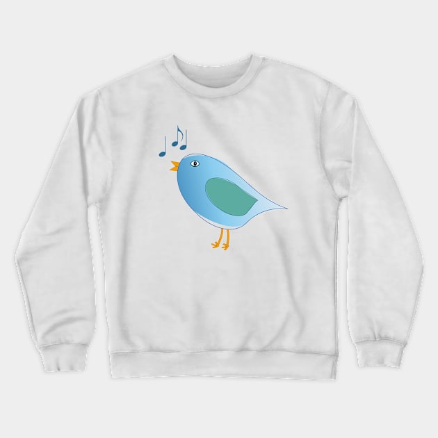 Blue Song Bird and Musical Notes Crewneck Sweatshirt by NaturalDesign